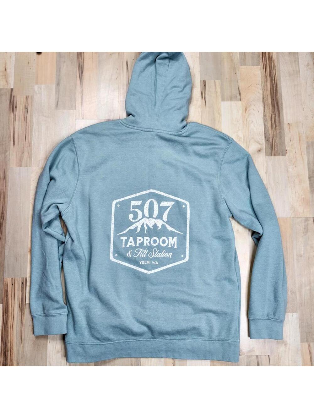 District Light Green Thick Hoodie 507 Taproom & Fill Station Yelm Washington Lrg